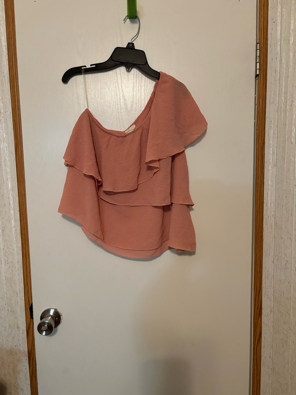 Peach Love California One-Shoulder Ruffle Crop Top - Dusty Pink